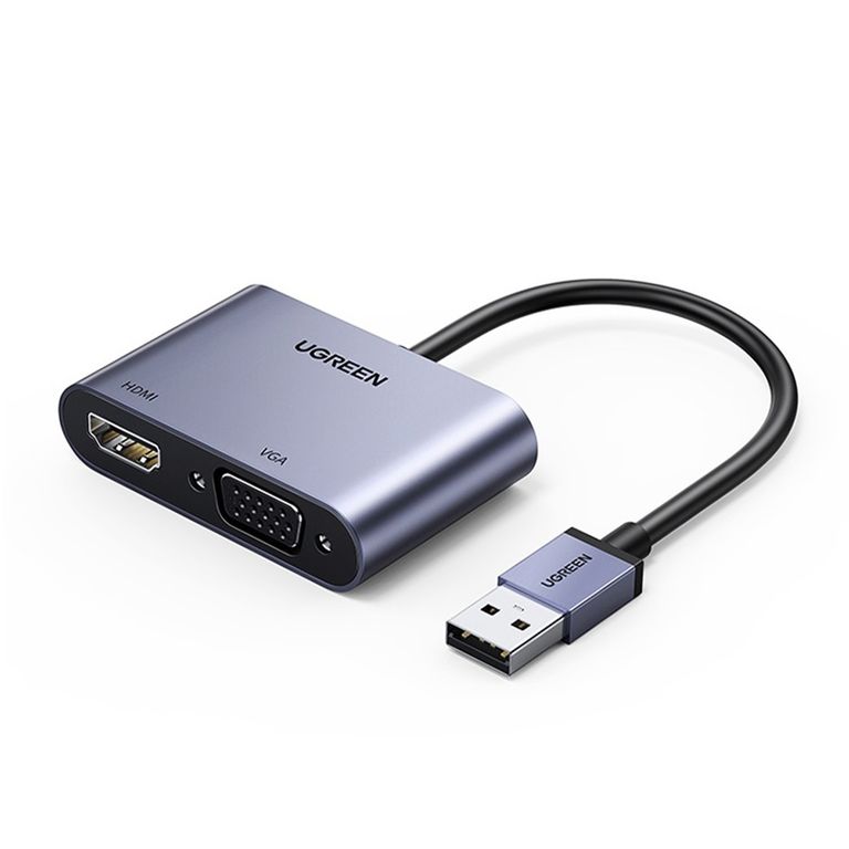 UGREEN Convertidor de Video USB-A 3.0 M a HDMI H/VGA H 1080P Máx. Aluminio