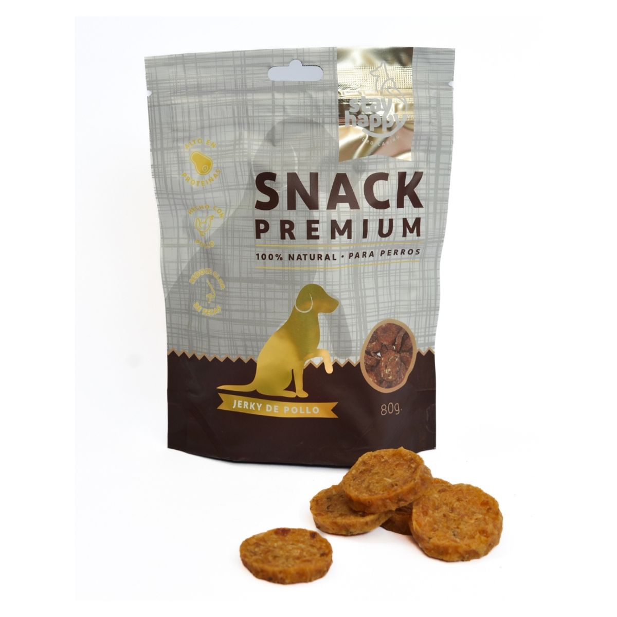 GENERICO - 12 Snack Stay Happy Jerky Pollo 80gr para Perros