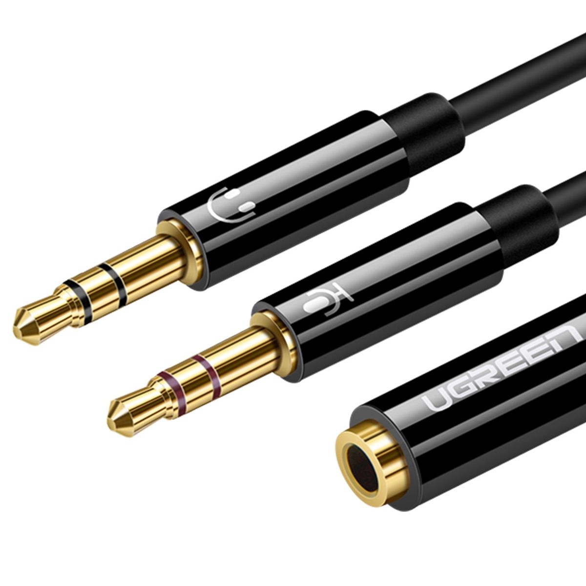UGREEN - Cable Divisor de Audio Jack 3.5mm H/2M a 2 Plug 3.5mm Negro