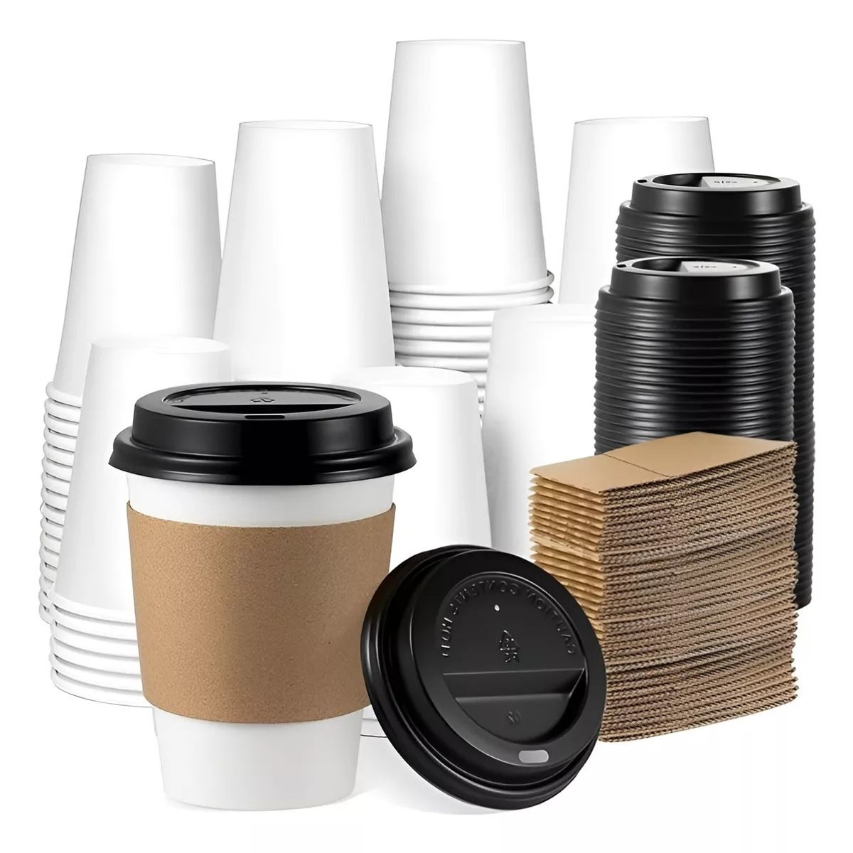PASTELERIUSCL - Vaso Cafe Kraft Vasos Polipapel Vaso Ctapa+manga 8oz 100und
