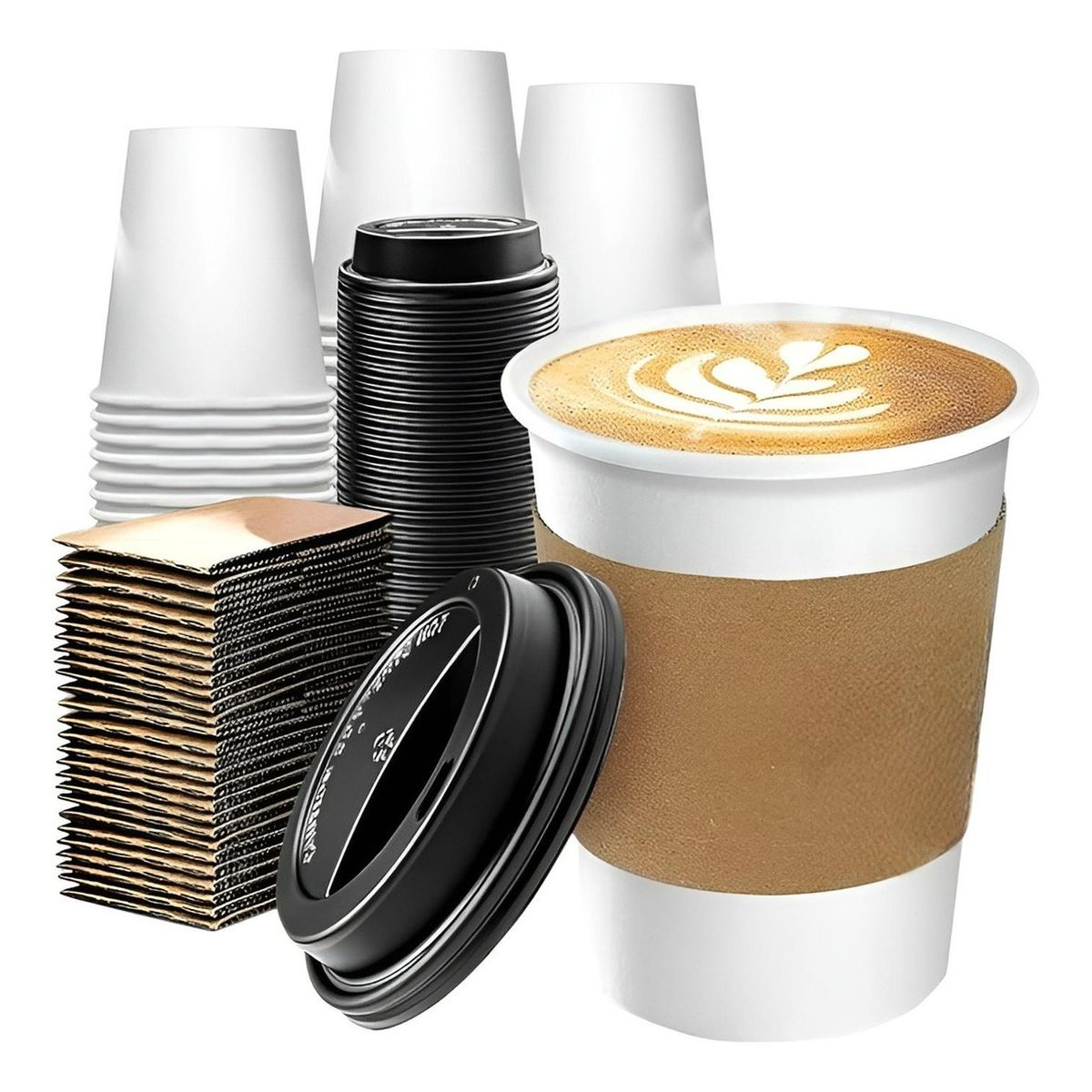 PASTELERIUSCL - Vaso Cafe Kraft Vasos Polipapel Vaso Ctapa+manga 150und 8oz