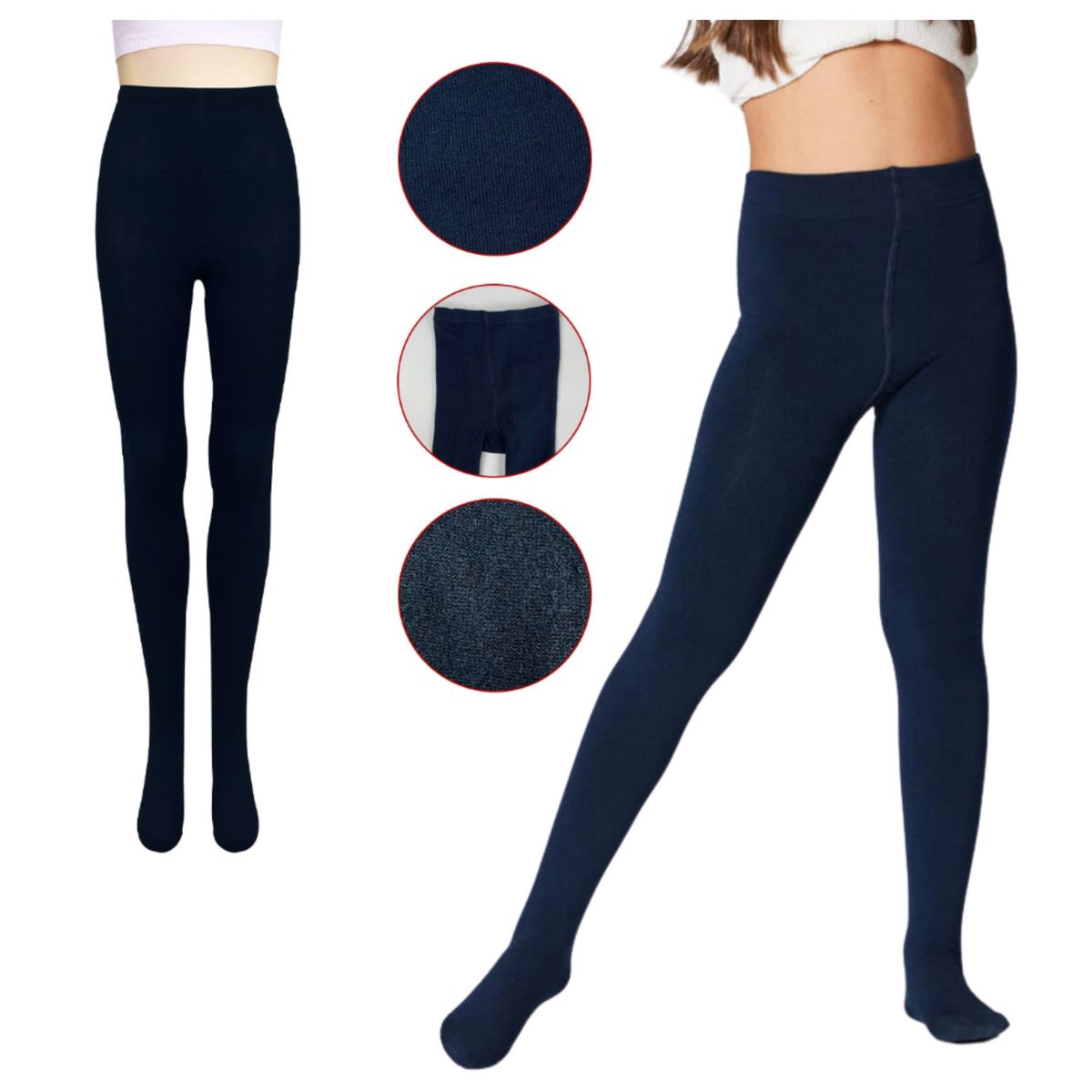 UTILISIMO - Pack 3 Calcetines Ballerina Escolar Niña Polar Azul