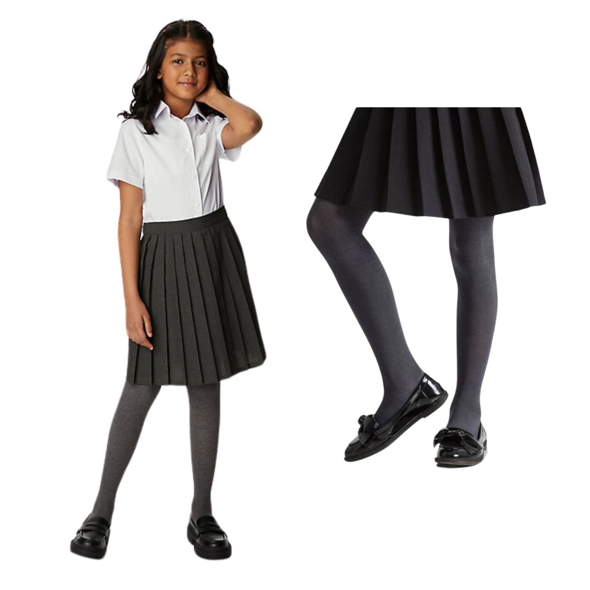 UTILISIMO - Pack 5 Ballerina Escolar Polar Gris Stretch Calcetines