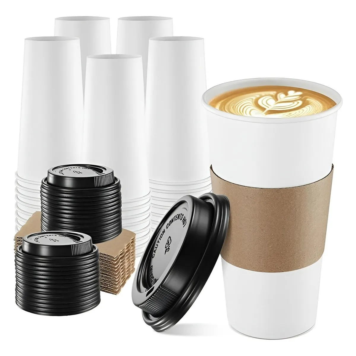 PASTELERIUSCL - Vaso Cafe Polipapel Vasos Kraft Vaso Ctapa+manga 16oz 50und