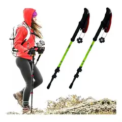 GENERICO - 2 Bastón Trekking Senderismo Camping 3 Tramos Duralumin 7075 Verde