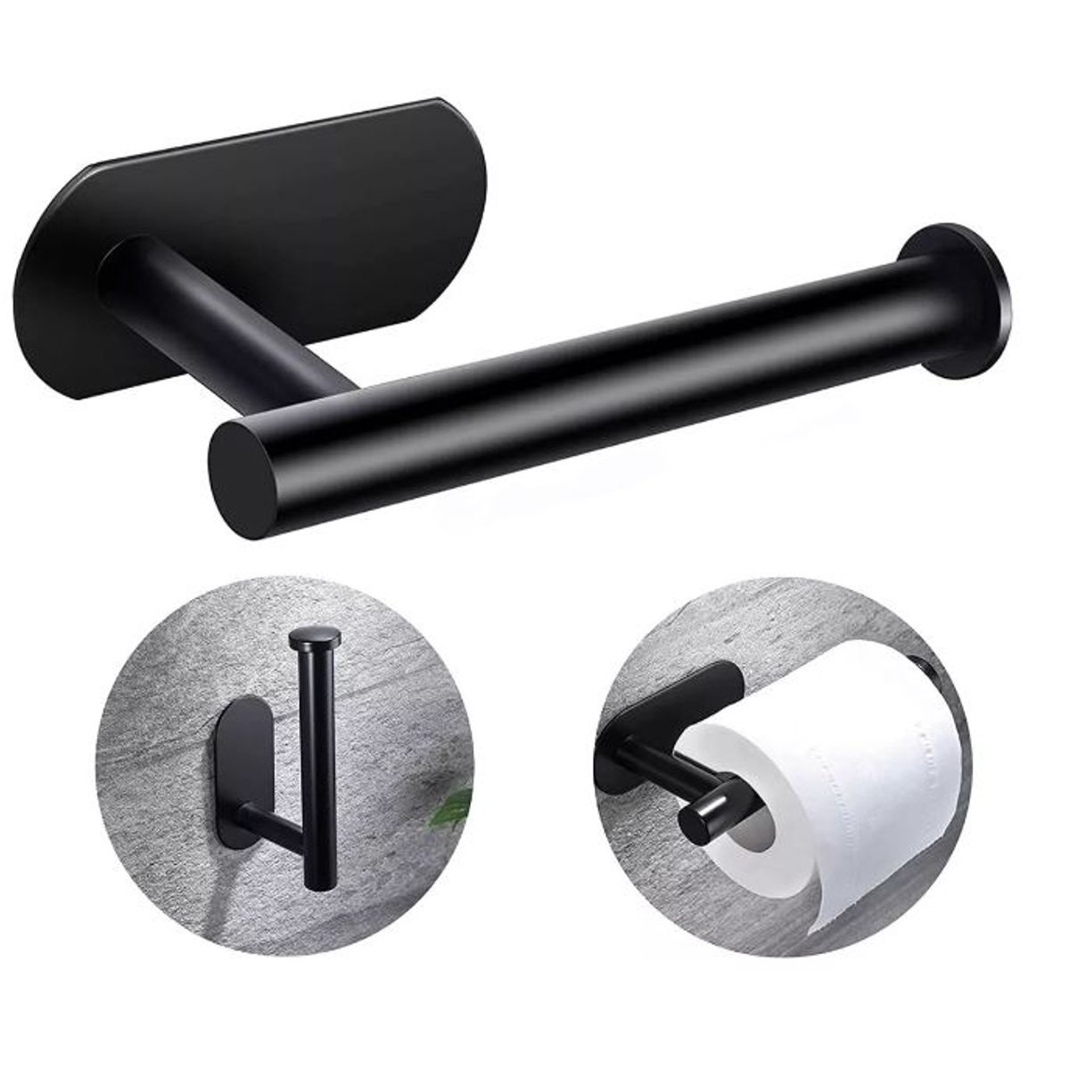 GENERICO - Portarrollo De Papel Higiénico De Acero Inoxidable Negro