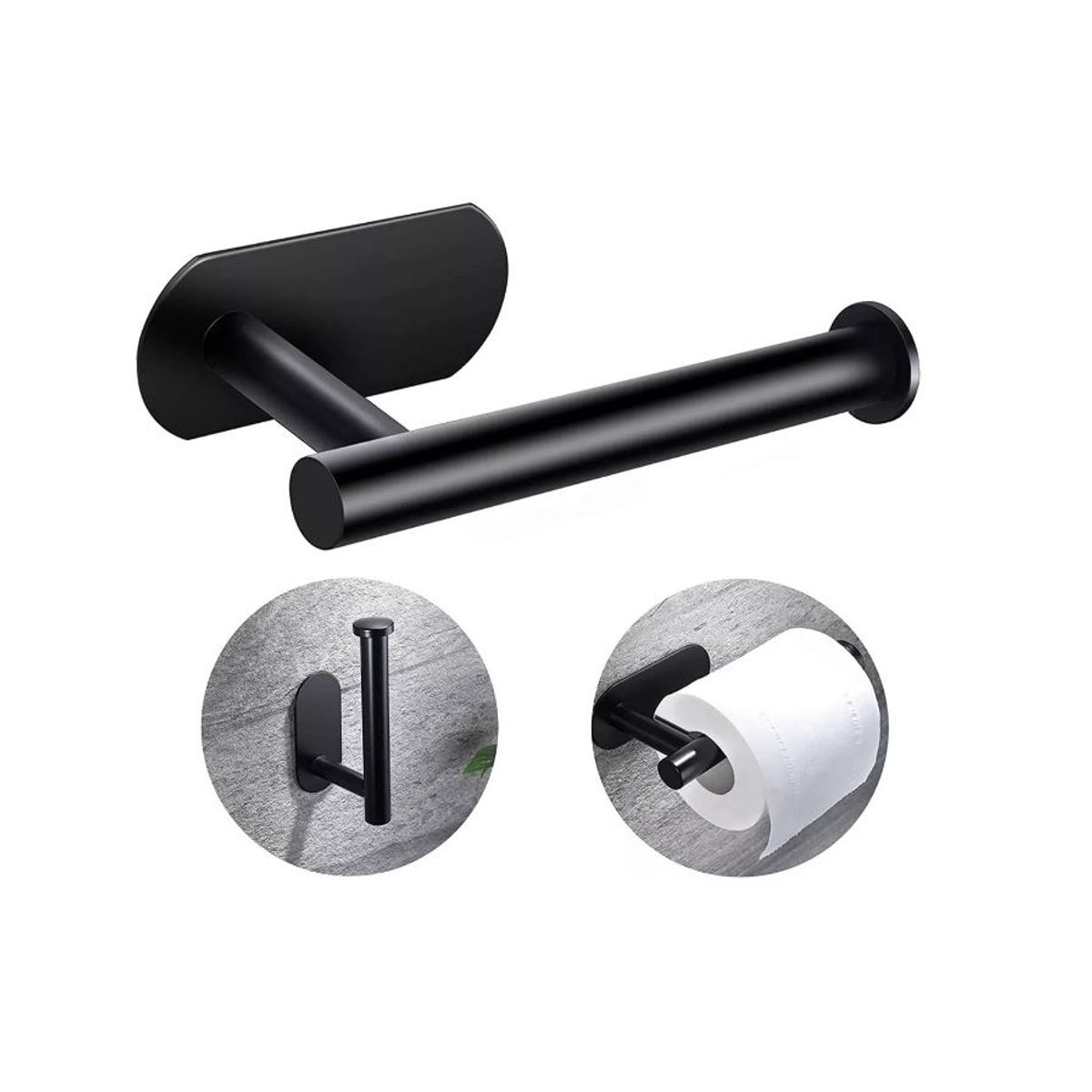 GENERICO - Portarrollo De Papel Higiénico De Acero Inoxidable Negro