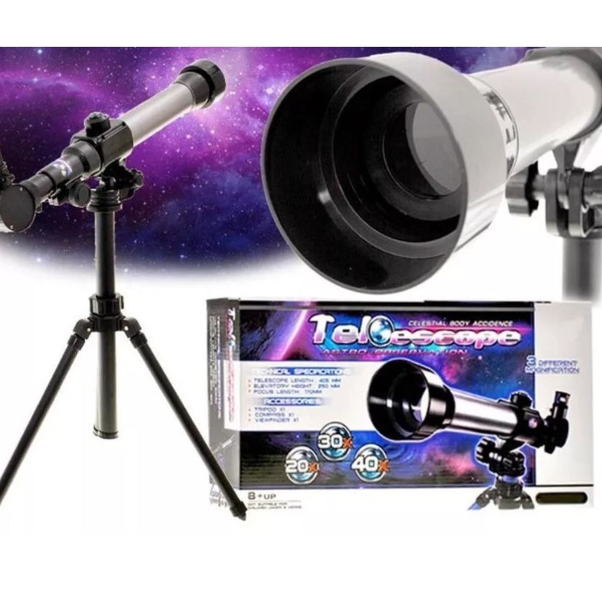 GENERICO - Telescopio Iniciacion Niños. 3 Aumentos 20x, 30x Y 40x Zoom