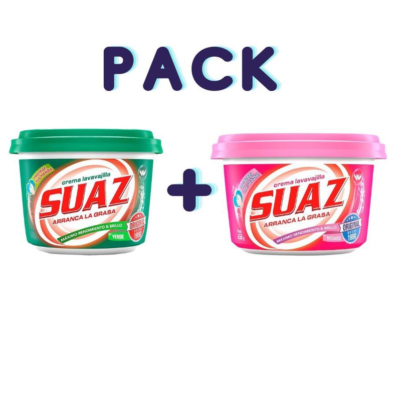 GENERICO - Pack Lavavajilla en crema SUAZ 450 gr Verde y Rosado
