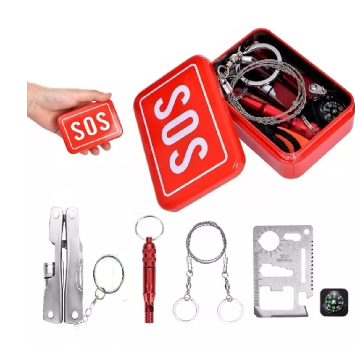 GENERICO - Kit De Camping Supervivencia Pedernal Sos 5pz