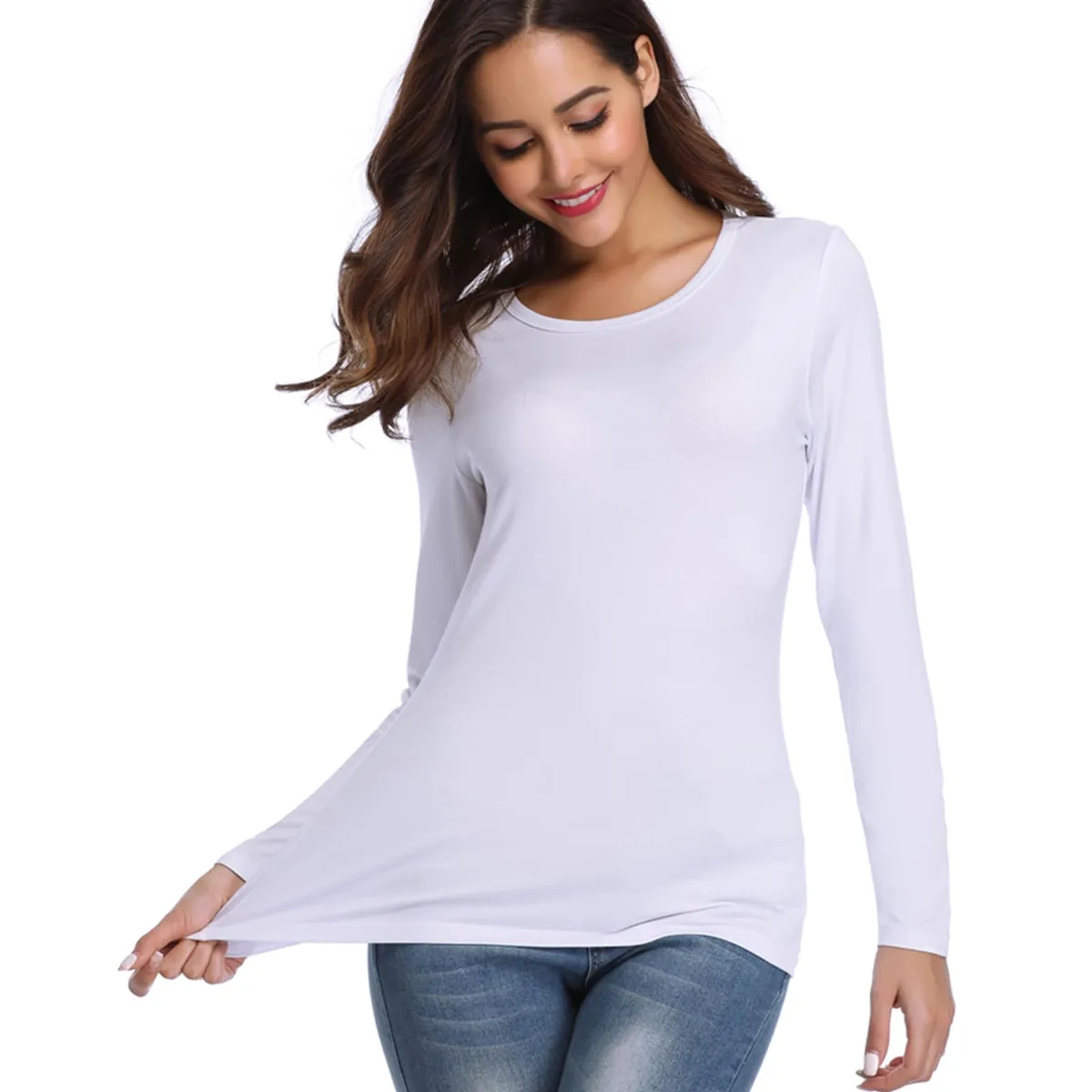 EVERSO - Pack 6 Camiseta Mujer Bambú Manga Larga Cómodo Con Polar