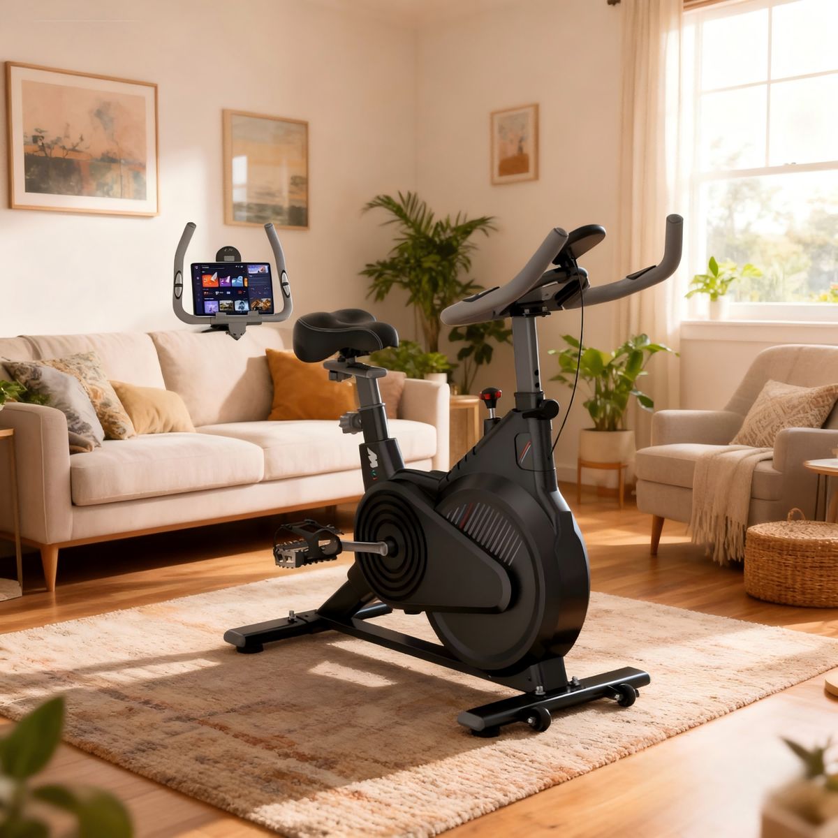 AIZO - Bicicleta De Spinning Rstática Ultrasilenciosa Y Regulable negro