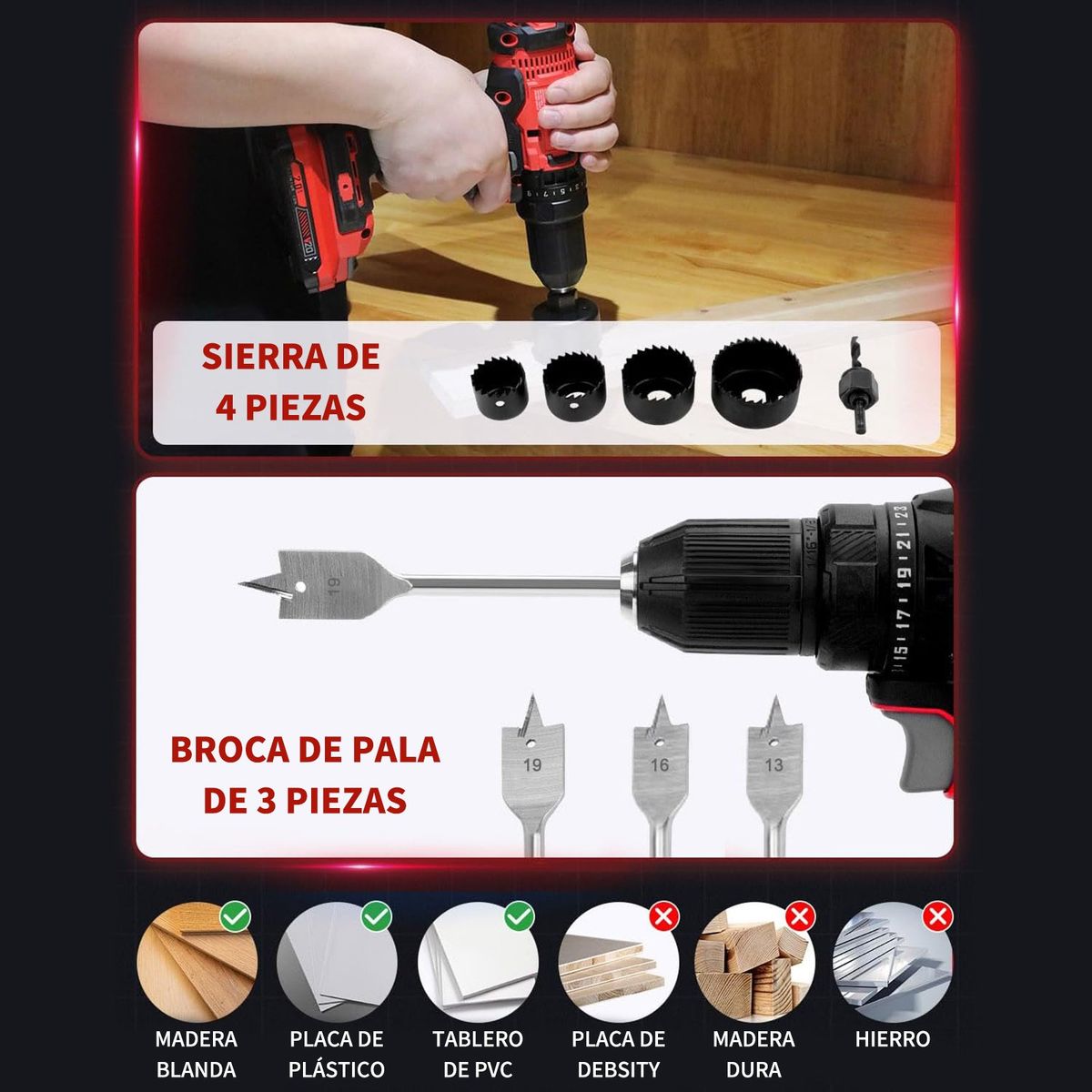 AIZO - Herramienta De Perforación Para Carpintería 111 Piezas