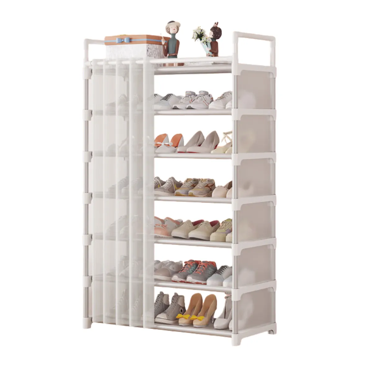 CRUSEC - Zapatero De 7 Niveles Metal Organizador + Cortina