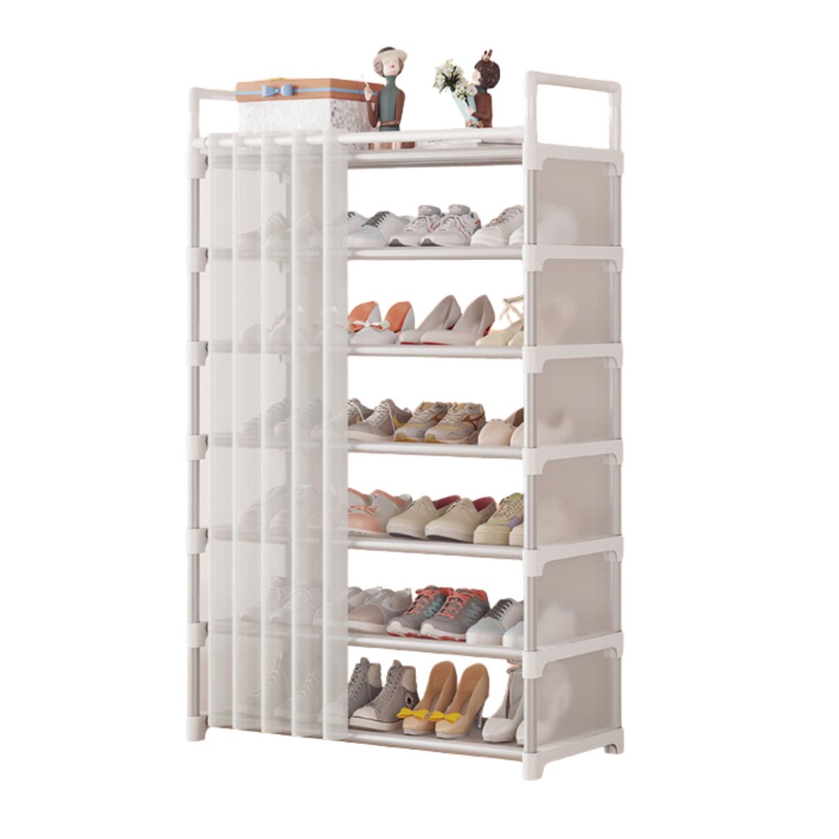 CRUSEC - Zapatero De 7 Niveles Metal Organizador + Cortina