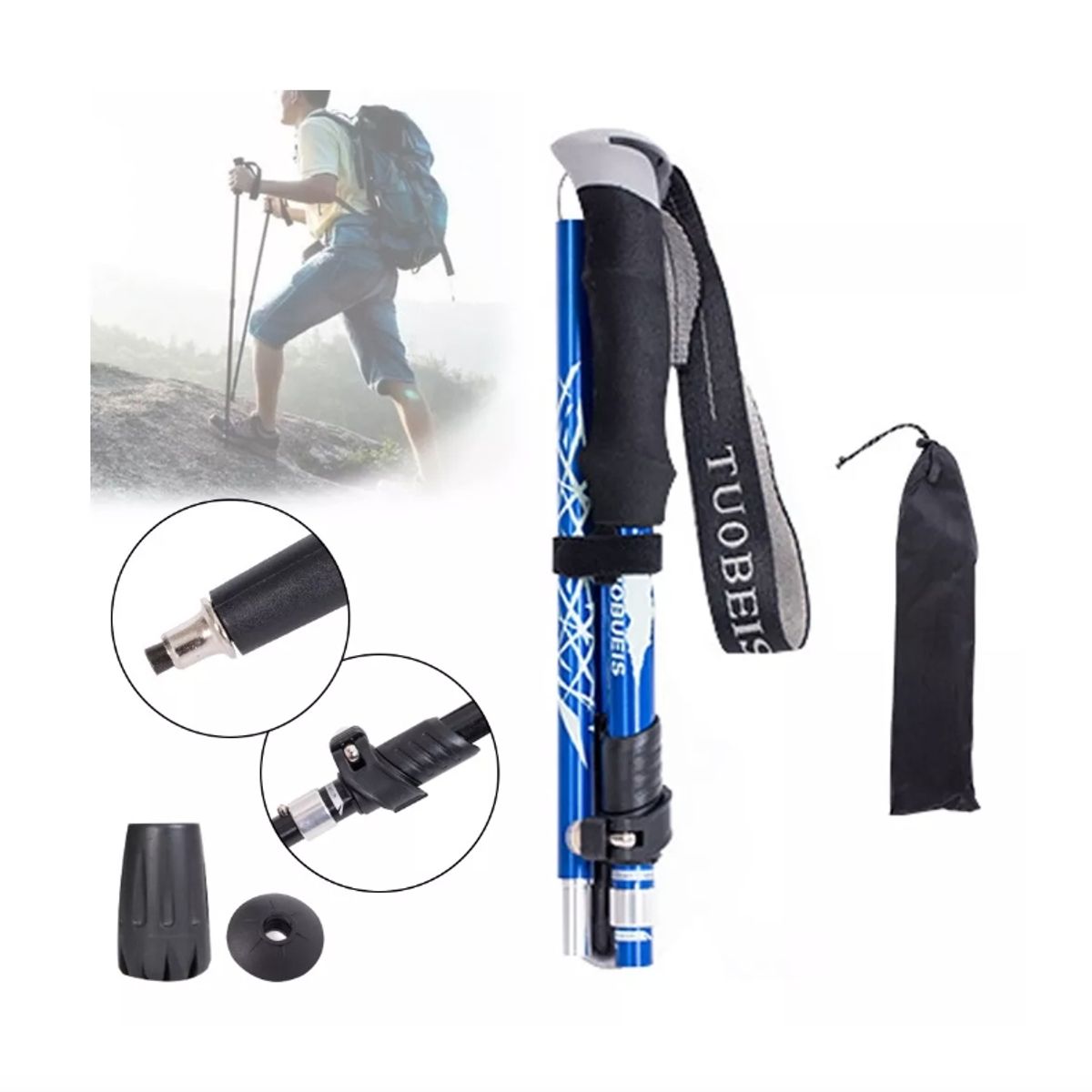 GENERICO - Bastón Plegable Ligero Senderismo Treking Caminar Escalar