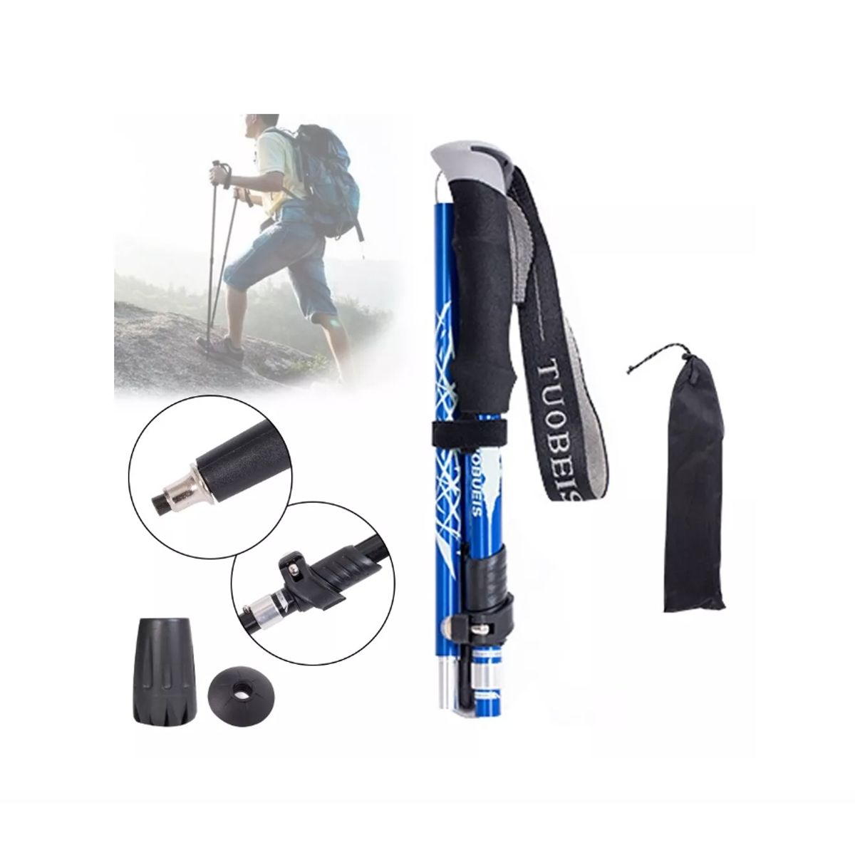 GENERICO - Bastón Plegable Ligero Senderismo Treking Caminar Escalar