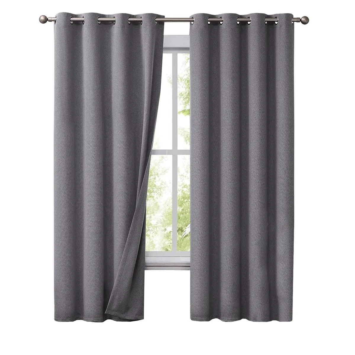 CASATUA - Cortinas Blackout 100% Casatua 2 Paños 140x220 Text Lino - Gris oscuro