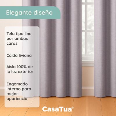 Imagen 2 del producto Cortinas Blackout 100% 2 Paños 140x220 Text Lino - Rosa