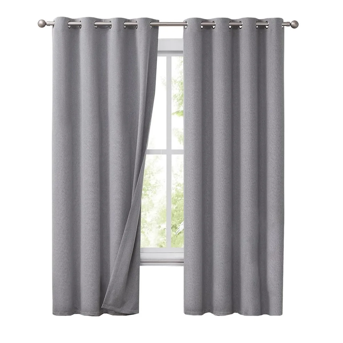 CASATUA - Cortinas Blackout 100% Casatua 2 Paños 140x220 Text Lino - Gris