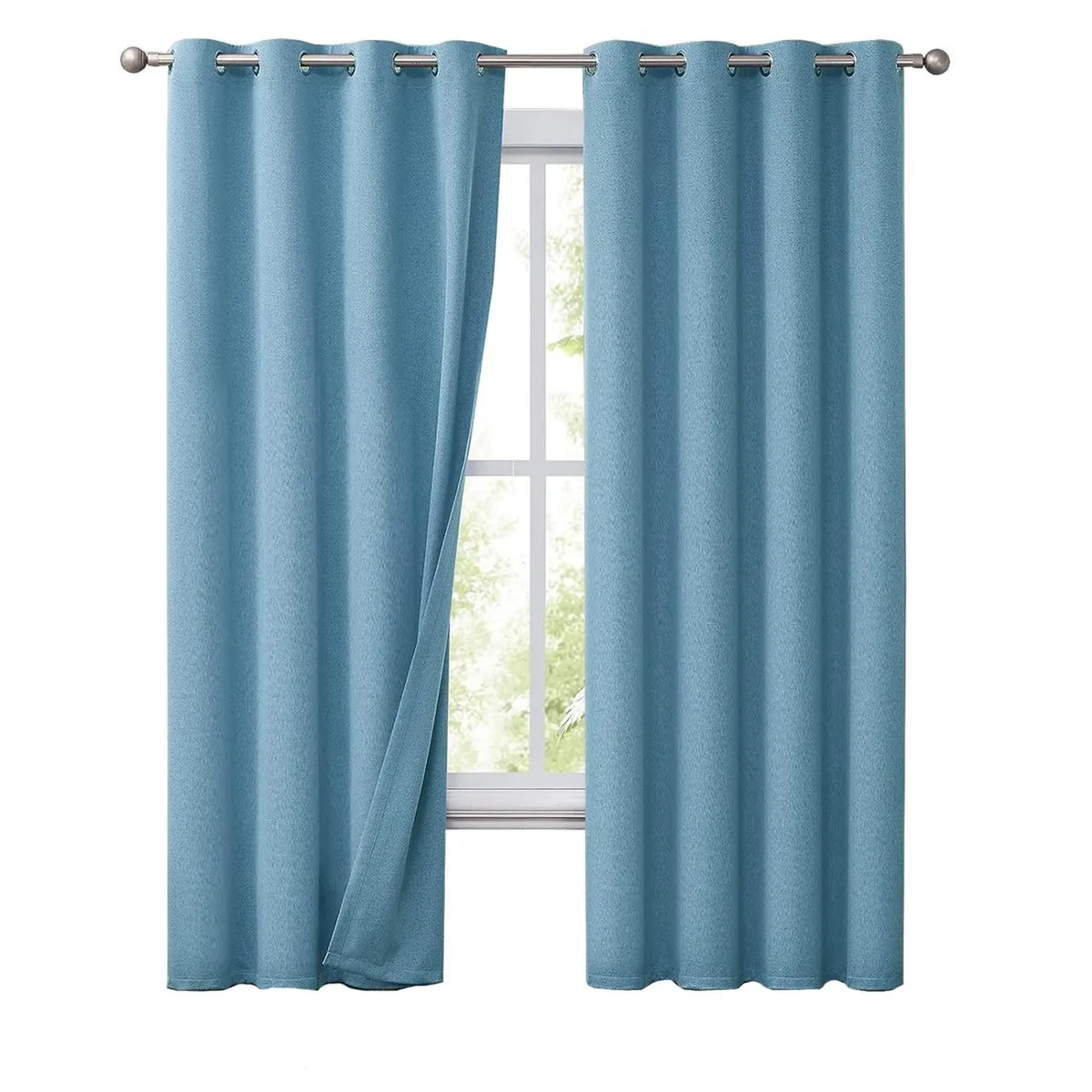 CASATUA - Cortinas Blackout 100% Casatua 2 Paños 140x220 Text Lino - Turquesa