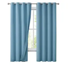 CASATUA - Cortinas Blackout 100% 2 Paños 140x220 Text Lino - Turquesa