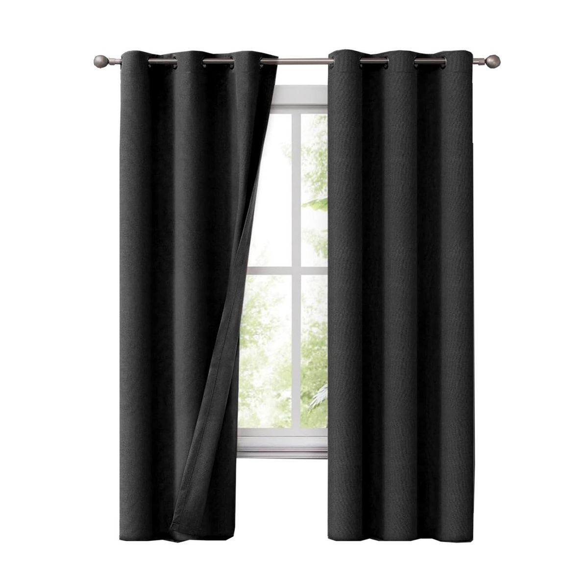 CASATUA - Cortinas Blackout 100% Casatua 2 Paños 140x220 Text Lino - Negro