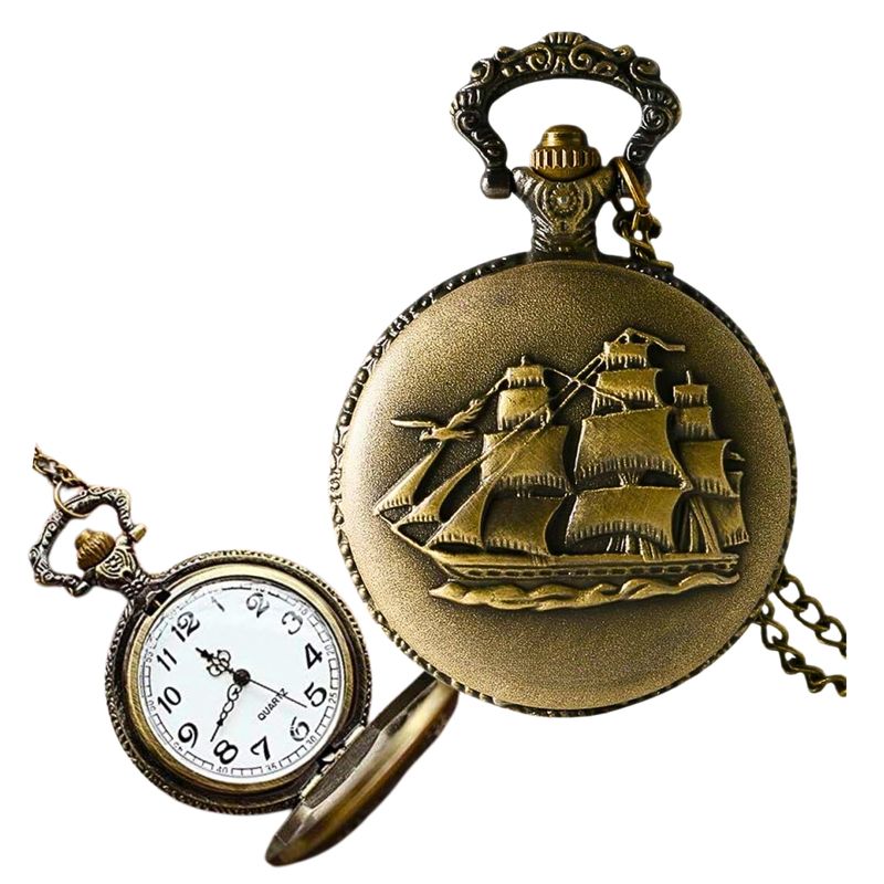 GENERICO - Reloj De Bolsillo Barco Velero Diseño Regalo Papá Esposo