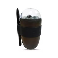 Vaso Yogurt Cereales 330 ML con Cuchara Negro