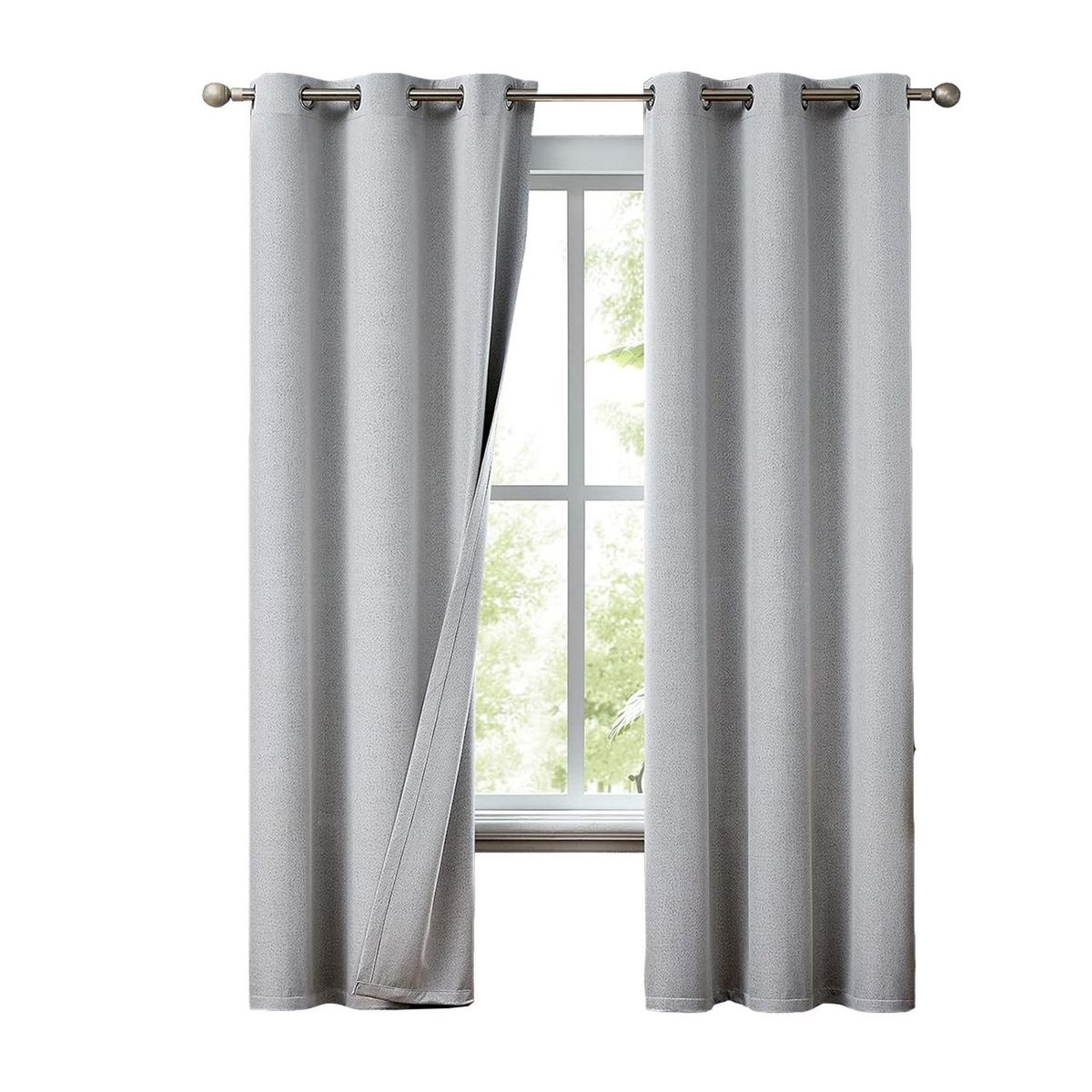 CASATUA - Cortinas Blackout 100% Casatua 2 Paños 140x220 Text Lino - Gris