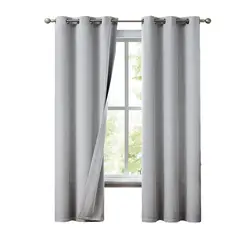 CASATUA - Cortinas Blackout 100% 2 Paños 140x220 Text Lino - Gris