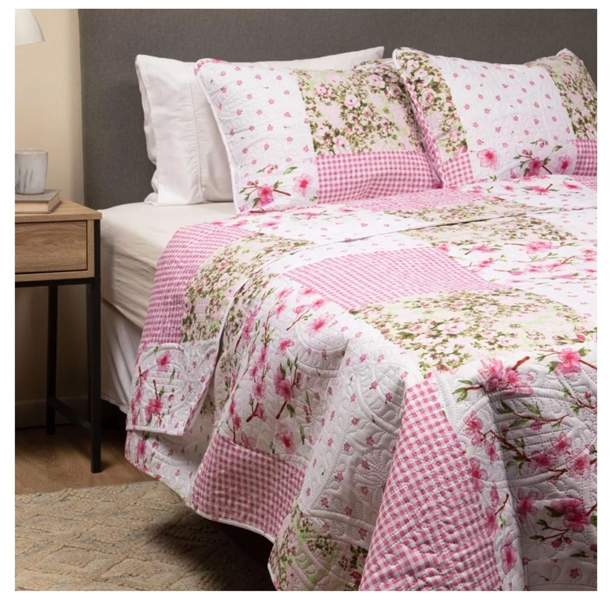 GENERICO - Cubrecama Cobertor Quilt Reversible Estampado King Superking