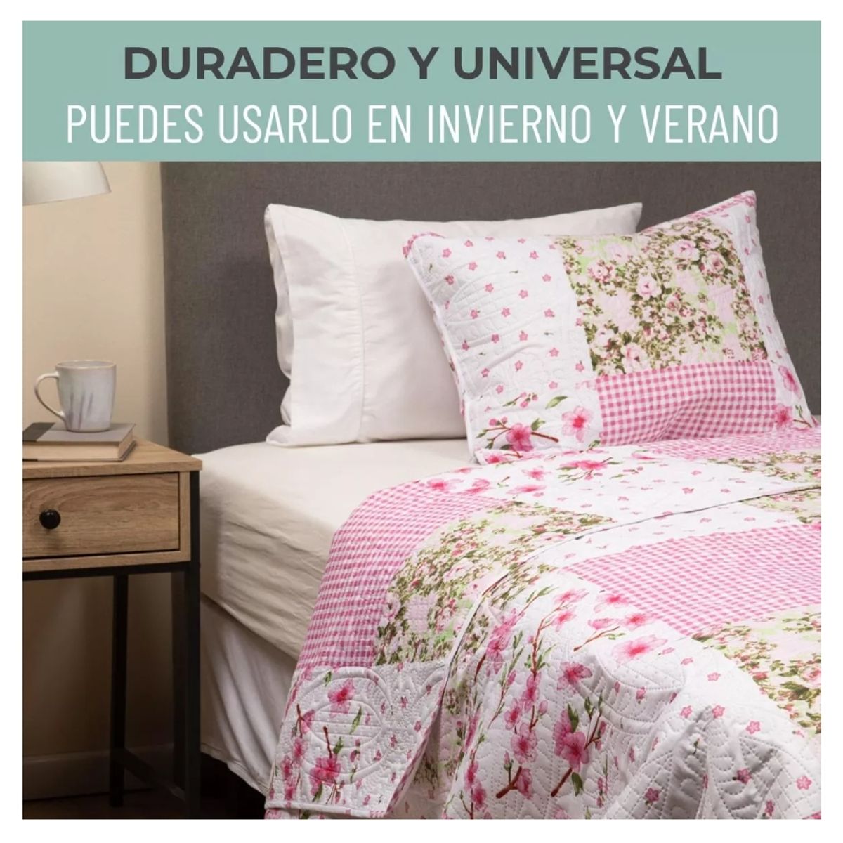 GENERICO - Cubrecama Cobertor Quilt Reversible Estampado King Superking