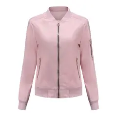 TIOZONEY - Chaqueta Mujer Casual Delgada con cierre - Rosada