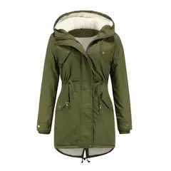 TIOZONEY - Abrigo chiporro con gorro para mujer - Verde