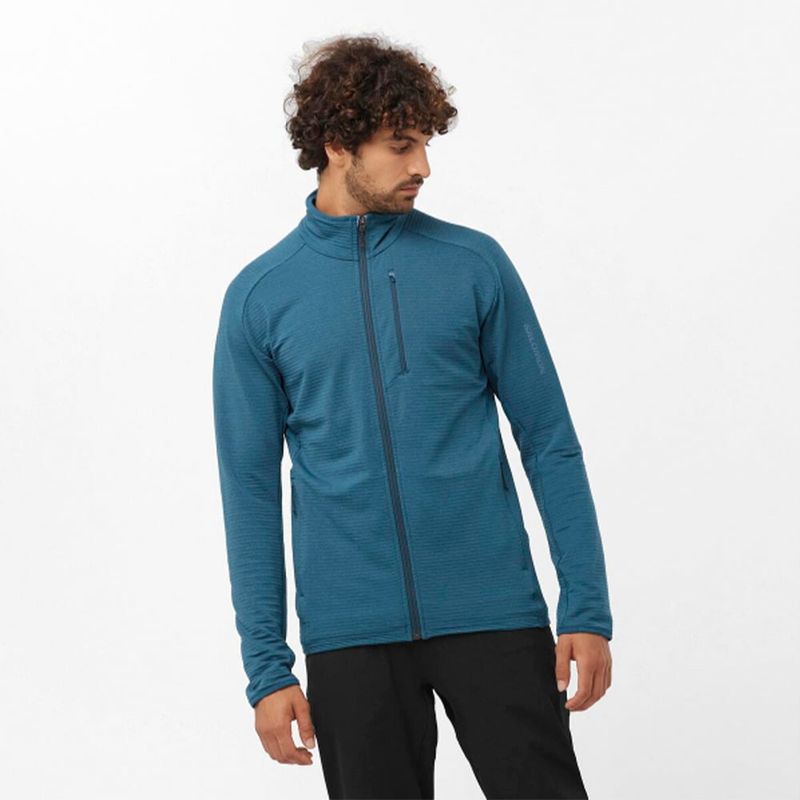 SALOMON - Polerón Hombre Essential Ltwarm Fz M Azul Salomon.-