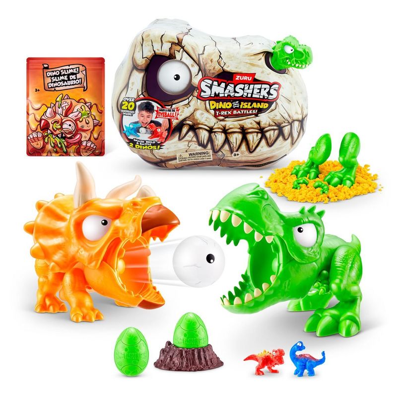 SMASHERS - SET DE BATALLA T-REX SMASHERS DINO ISLAND - VERDE.-
