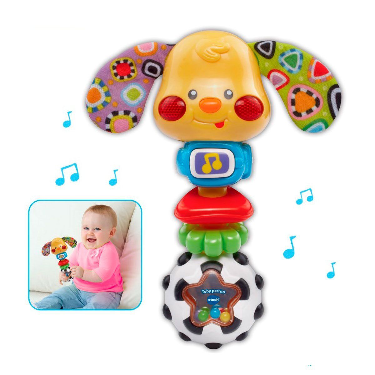 VTECH - Sonajero VTECH Toby Perrito para bebé con luz y música