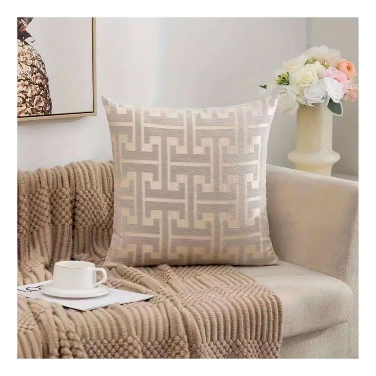 GENERICO - Funda Decorativa De Cojin Modelo Chenille Elegante - Gris - 45