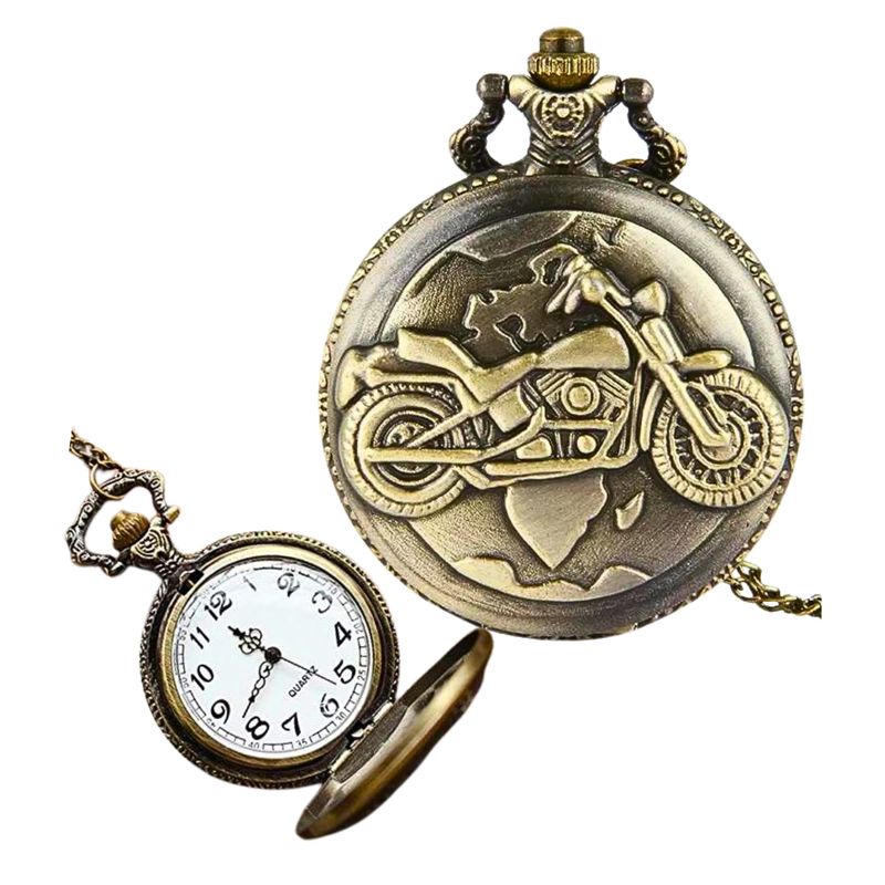 GENERICO - Reloj De Bolsillo Diseño De Motocicleta Regalo Papá Esposo