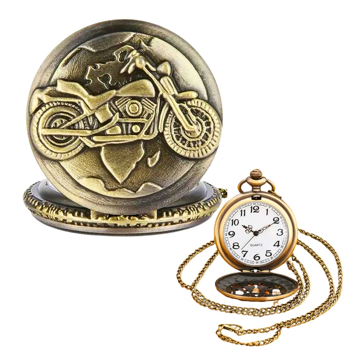 GENERICO - Reloj De Bolsillo Diseño Moto Motocicleta Regalo Papá Esposo