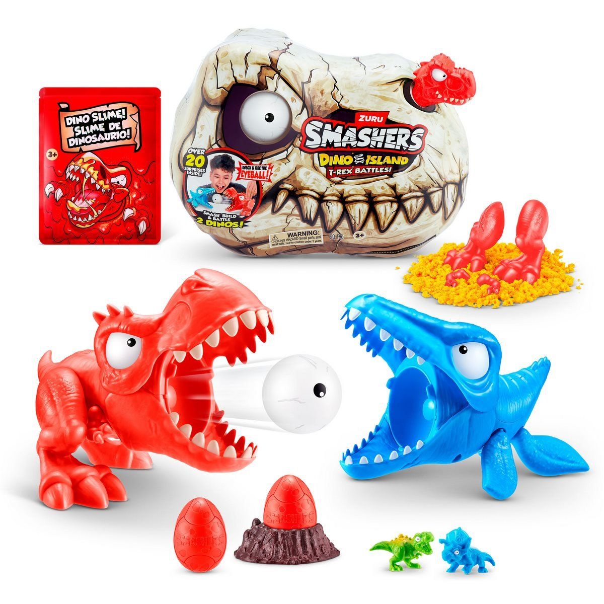 SMASHERS - Set de batalla SMASHERS mini T Rex Dino Island Rojo