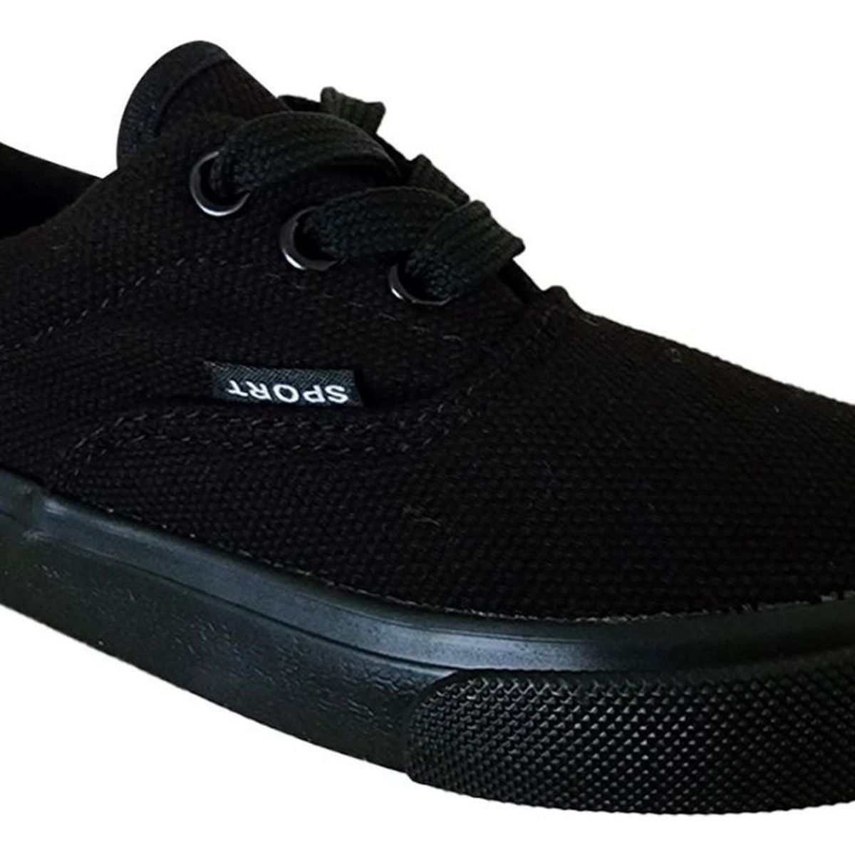 GENERICO - Zapatillas De Lona Infantil Deportiva Con Cordon Negro 7095