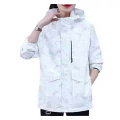 ANDESLAND OUTDOOR APPAREL - Cortaviento Impermeable Urbano Blanco Estampado Mujer