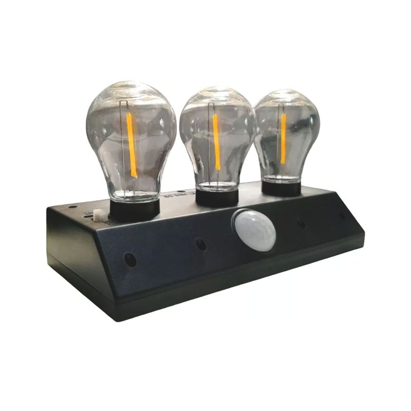 GENERICO - Lampara Bombillo Solar 3 Ampolletas Linterna Pared Luz Cálida