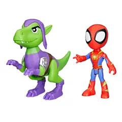 MARVEL - Figura de Acción Spidey And Friends Dino-Webs Spidey y Goblin Raptor