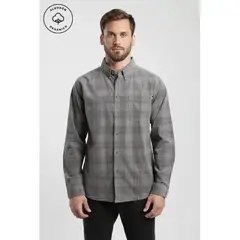 FROENS - Camisa manga larga hombre Corduroy gris - Algodón orgánico