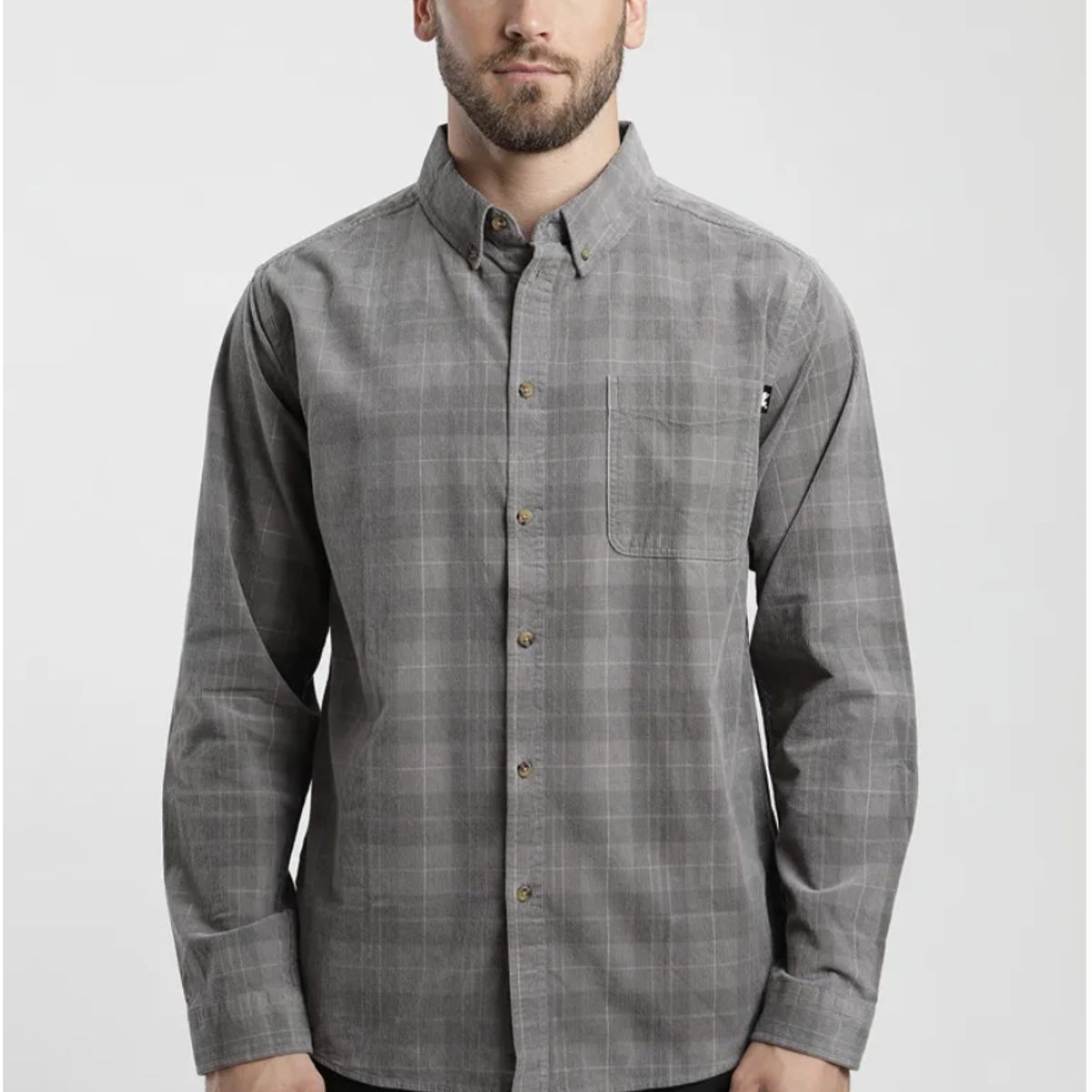 FROENS - Camisa manga larga hombre Corduroy  gris - Algodón orgánico