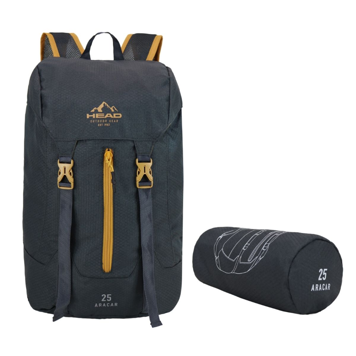 HEAD - Mochila Outdoor Camping Aracar 25 Gris Mostaza Head