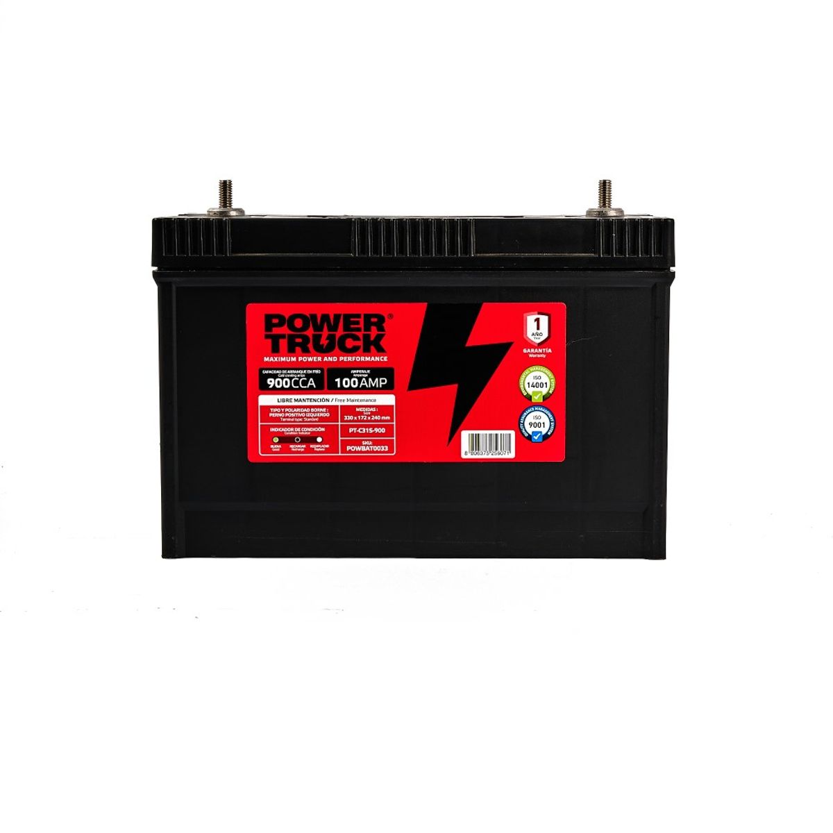 POWER TRUCK - BATERIA 100 AMP 900 CCA BORNE CON PERNO